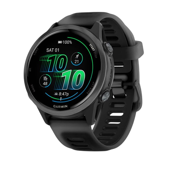 Garmin Forerunner 570 AMOLED GPS Running Smartwatch - Slate Gray Aluminium with Translucent Black Band - International Warranty