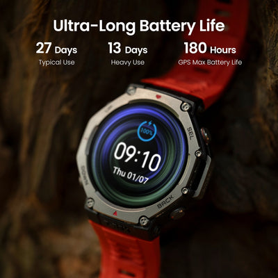 Amazfit T-Rex 3 Rugged GPS Smartwatch - Dual-Band GPS, 27-Day Battery, 10 ATM