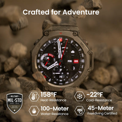 Amazfit T-Rex 3 Rugged GPS Smartwatch - Dual-Band GPS, 27-Day Battery, 10 ATM