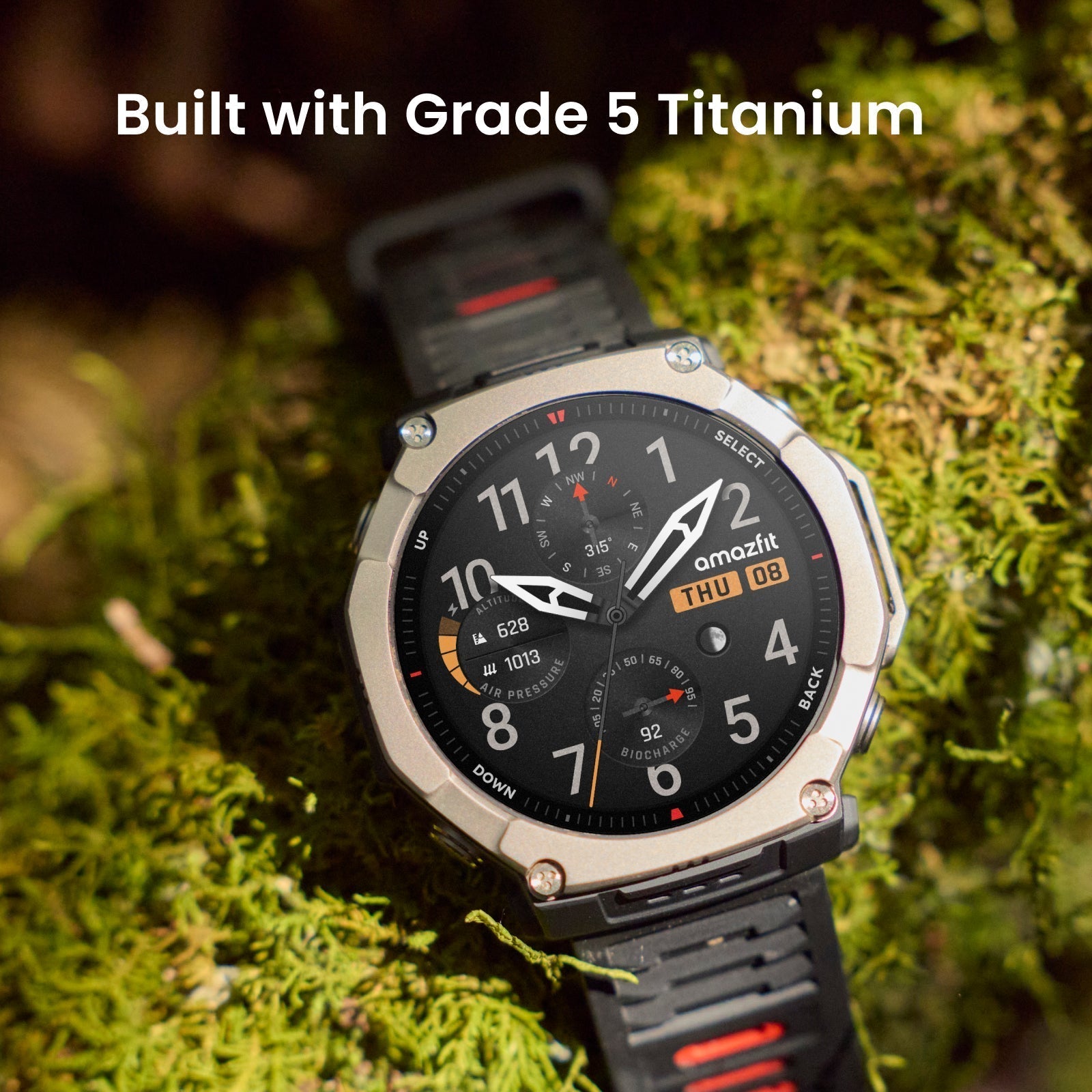 Amazfit T-Rex Ultra 2 Outdoor Smartwatch - 51mm Titanium, 30-Day Battery, 64GB Maps