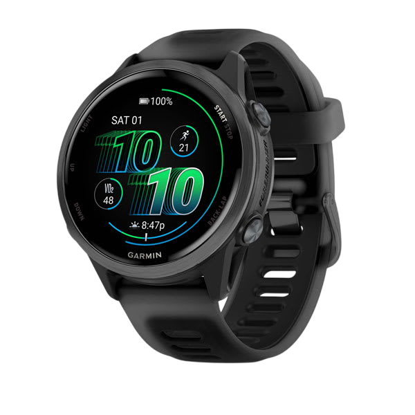 Garmin Forerunner 570 AMOLED GPS Running Smartwatch - Slate Gray Aluminium with Translucent Black Band - International Warranty