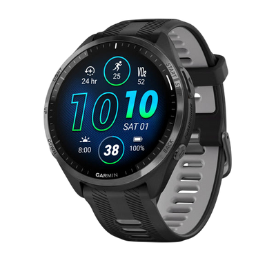 Garmin Forerunner 965 Premium GPS Running Smartwatch - Carbon Gray DLC Titanium Bezel with Black Case - International Warranty