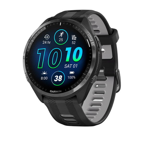 Garmin Forerunner 965 Premium GPS Running Smartwatch - Carbon Gray DLC Titanium Bezel with Black Case - International Warranty