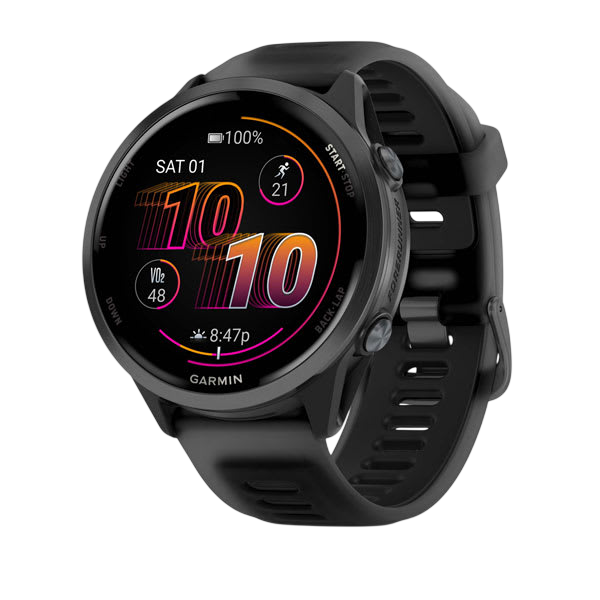Garmin Forerunner 570 AMOLED GPS Running Smartwatch - Slate Gray Aluminium with Translucent Black Band - International Warranty