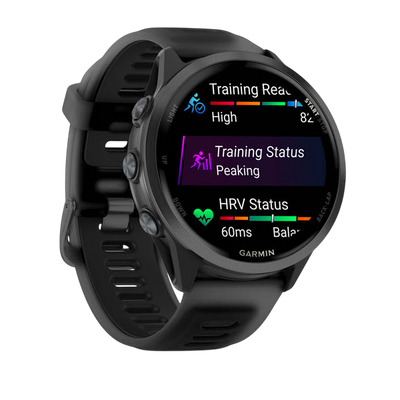 Garmin Forerunner 570 AMOLED GPS Running Smartwatch - Slate Gray Aluminium with Translucent Black Band - International Warranty