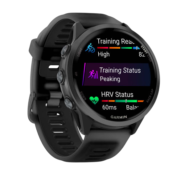 Garmin Forerunner 570 AMOLED GPS Running Smartwatch - Slate Gray Aluminium with Translucent Black Band - International Warranty