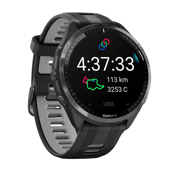 Garmin Forerunner 965 Premium GPS Running Smartwatch - Carbon Gray DLC Titanium Bezel with Black Case - International Warranty