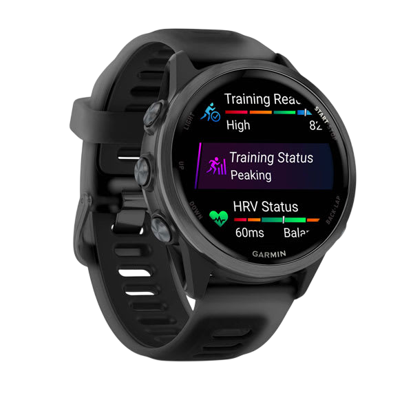 Garmin Forerunner 570 AMOLED GPS Running Smartwatch - Slate Gray Aluminium with Translucent Black Band - International Warranty
