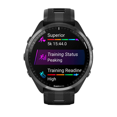 Garmin Forerunner 965 Premium GPS Running Smartwatch - Carbon Gray DLC Titanium Bezel with Black Case - International Warranty